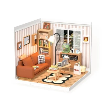 Rolife Super Creator Cozy Living Lounge Plastic DIY Dollhouse Decor Xmas Gifts - Image 1 of 4