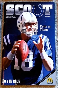 INDIANAPOLIS COLTS -TENNESSEE TITANS 2009 PROGRAMMA GIOCO -SUPER BOWL XLIV -MANNING - Foto 1 di 1