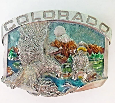 Colorado Siskiyou 1984 Peltre Este Cinturón Hebilla H-23 Águila Calva Montaña Dorada Foto 1 de 4
