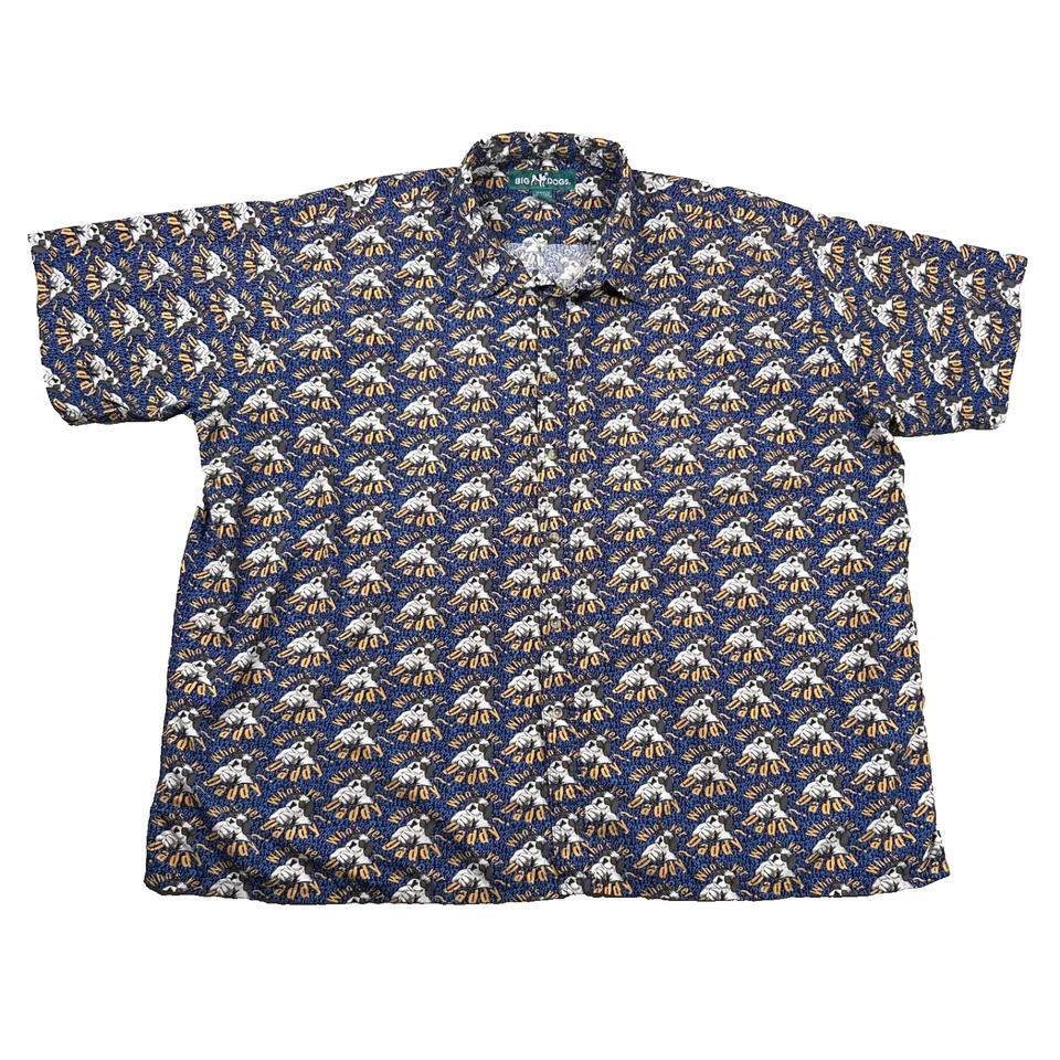 Camisa De Colección Big Dogs Para Hombres 4x Aloha Hawaiian Who's Yer Daddy Camp Poliéster y2K Foto 1 de 4