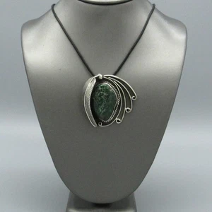 Navajo Stil Sterlingsilber Variszit Anhänger an Kordel Halskette - Bild 1 von 5