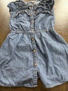 OSHKOSH Denim Dress Button Down Girls Sz 5 Knee Length - Picture 1 of 5