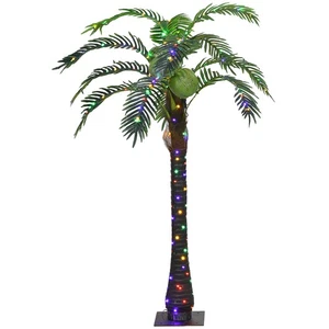 Outsunny 5FT Lighted Palm Tree Light Up Artificial Palm Tree with Remote - Picture 1 of 11
