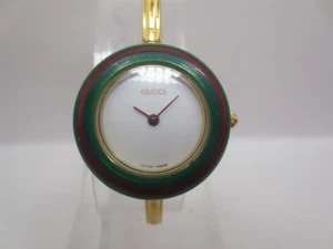 VINTAGE GUCCI 11/12.2 GOLDPLATED QUARTZ LADIES BANGLE WATCH - Bild 1 von 13