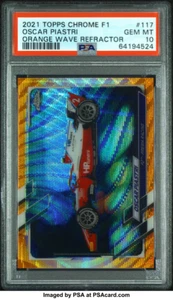 2021 Topps Chrome Formula 1 🔥OSCAR PIASTRI🔥 ORANGE WAVE /25 PSA 10 RC - Bild 1 von 1