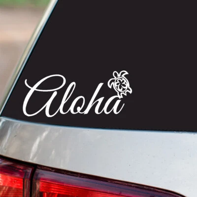 Pegatina Flor Hibisco Aloha Tortuga Marina S12 todos colores cromo y vinilo regular Foto 1 de 2