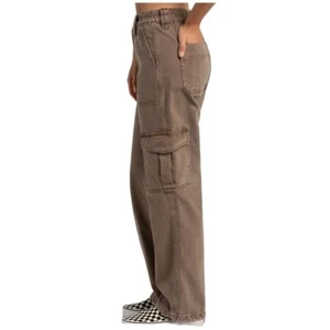 BDG Womens Y2K Wide Leg Cargo Pants Size 24 Baggy Oversized Tan Khaki Skater - Picture 1 of 10