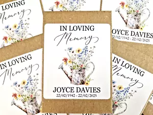 Personalised Funeral Favours Wildflower Seeds Gardeners Watering Can x 60 W1 - Picture 1 of 5