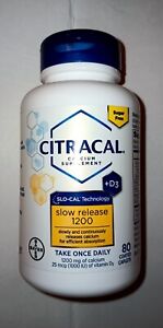 Citracal Slow Release 1200 Calcium Supplement Vitamin D3 80 Coated Tablets 04/25