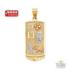 Lucky Pendant, 14K Tri Color Lucky Pendant Height:27 MM Width:18 MM