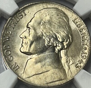 1943 P Jefferson Silver War Nickel NGC MS67 - Picture 1 of 8