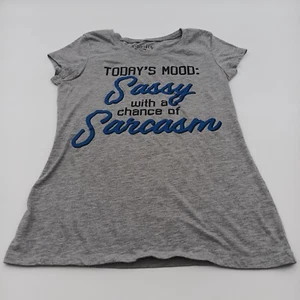 Wound Up Shirt Girls Large 11-13 Gray Todays Mood Sassy With A Chance Of Sarcasm - Picture 1 of 6