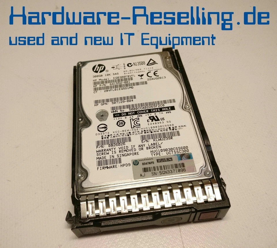 HP 300GB 10000 RPM SAS 2,5 " HDD EG0300FBVFL 653955 641552-001 507129-004 - Immagine 1 di 1