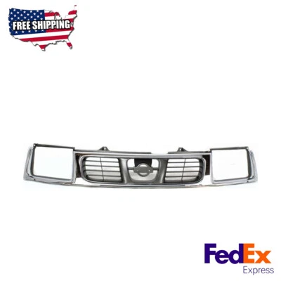 Grelha cromada, conjunto de plástico compatível com 1998-2000 Nissan Frontier Base SE XE - Imagem 1 de 4
