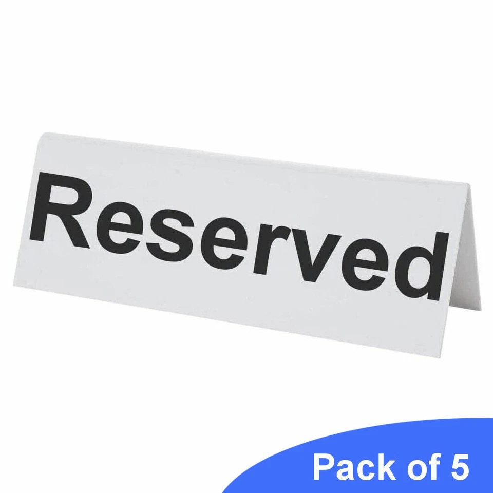 BarBits 5 Flexible Plastic Reserved Table Sign - Tabletop Restaurant Cafe Bar