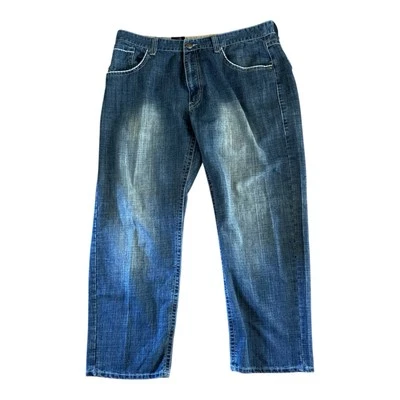 Pantalones de mezclilla vintage Y2K Delf Trading Imperious bordados holgados 42x32 Foto 1 de 4