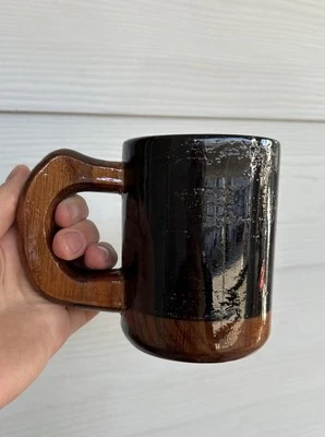 Taza de café de madera hecha a mano al aire libre 12 oz taza de camping Foto 1 de 4