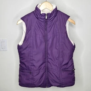 IZOD Purple Puffer Vest Reversible to Cream Fleece w/Pockets Size S - Picture 1 of 12