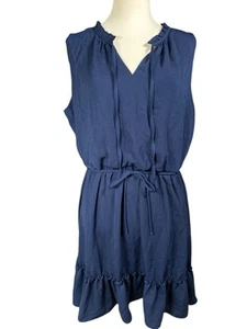Iz Byer Sleeveless Lined Dress Womens Sz XXL Navy SunDress NWT Slimming Ruffle - Picture 1 of 12