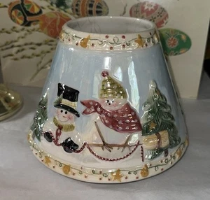 Yankee Candle Jar Shade Snowman Christmas Trees Holiday Winter Ceramic Topper - Bild 1 von 10