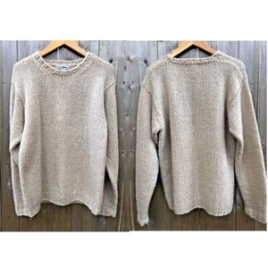 NUEVO CON ETIQUETAS L.L. Suéter Pullover de Lana Tejido a Mano Bean Cuello Redondo - Unisex Beige Talla M - Imagen 1 de 4