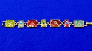 Vintage Designer Bracelet - Liz Claiborne - Glass Enamel Panels/ Tiles - Retired - Picture 1 of 8