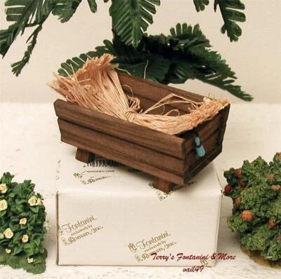 FONTANINI ITALY 5" or 7.5" WOOD FEEDING TROUGH/MANGER w/HAY ACCESSORY NIB SIGNED - Image 1 of 4