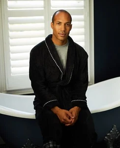 Savile Row Company Men's Black Rope Edge Super Soft Fleece Dressing Gown - Picture 1 of 4