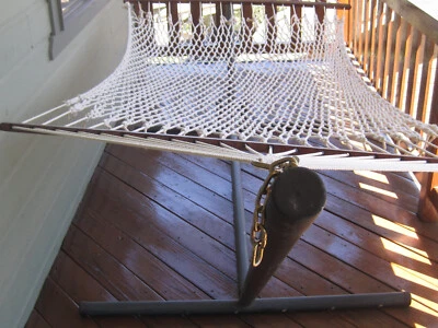 Hamaca de cuerda de algodón para 1 persona con soporte de acero - Foto 1 de 4