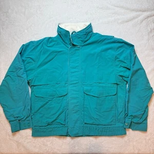Vintage St Johns Bay Jacket Mens L Turquoise Coat Full Zip - Picture 1 of 9