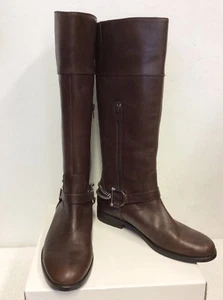 RALPH LAUREN DARK BROWN LEATHER KNEE LENGTH BOOTS SIZE US 8.5/ UK 6 - Picture 1 of 5