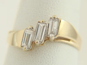 14K Yellow Gold 3-stone Present Past Future .51ctw Baguette Diamond Ring - Picture 1 of 12