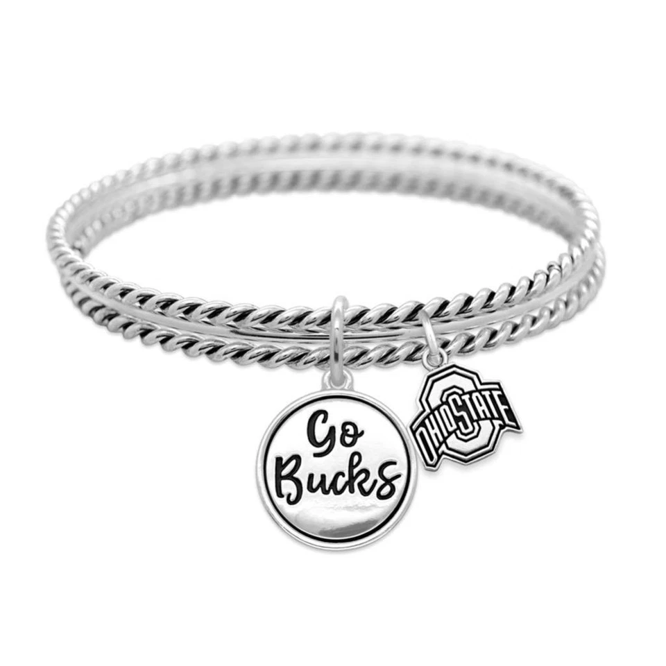 Ohio State Buckeyes Go Bucks Twist and Shout Silver Bracelet Jewelry Gift OSU - Image 1 of 1