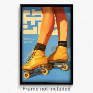 Griechisches Filmposter - Mädchen fühlt Anziehung, akademische Rollschuhe (Kunstdruck) - Bild 1 von 1