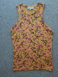 Ladies Red Herring Debenhams Yellow Floral Sleeveless Summer Top Vest UK10 Used - Picture 1 of 6