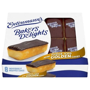 Entenmann's Baker's Delights Mini Fudge Iced Golden Cakes 8 Individually Wrapped - Picture 1 of 2