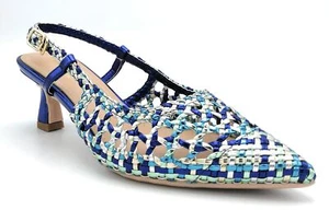 Francesco Milano E06-01P Zapatos de Salón Piel Trenzado Azul Cinturón T 6 CM - Imagen 1 de 4