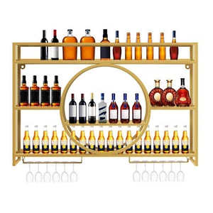Wall Mounted Wine Rack Hanging Metal Wine Storage Rack Cabinet Wine Bottle Shelf - Picture 1 of 18