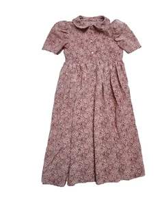 Vintage Handmade Girls Dress Pink Floral  7 Long Maxi Polyester  - Picture 1 of 3