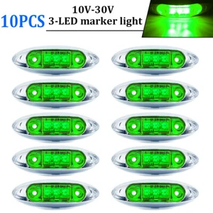 10x Green 3-LED 4" Side Marker Lights Truck Trailer Clearance Light Waterproof - Bild 1 von 7