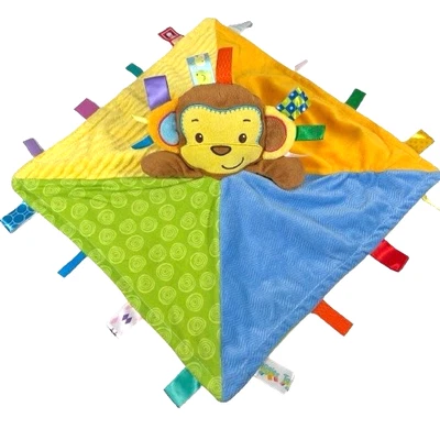 Taggies Monkey Multicolor Yellow Lovey Comforter Security Blanket Plush Toy - Image 1 of 4