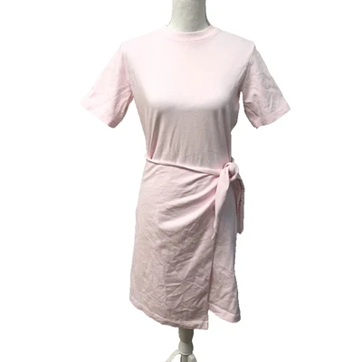 Vince Faux Wrap T Shirt Dress Womens Small Pink Crew Neck Short Sleeve Comfort - Image 1 of 4
