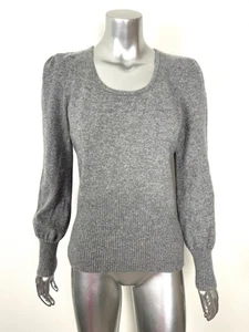 100% Cashmere Sweater Women’s S/M Puff Sleeve Gray By U-Knit - Picture 1 of 9