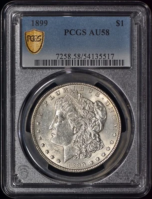 1899 Morgan Silver Dollar $1 PCGS AU58 - Nice Luster! - Image 1 of 4