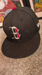 Boston Red Sox Hat Cap Fitted New Era 59FIFTY Black MLB Baseball Men Size 7 1/2 - Picture 1 of 12