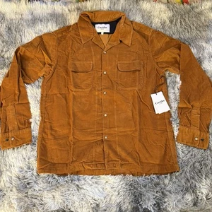 Camicia da lavoro Corridor Mustard Pincord con bottoni a pressione, uomo nuova con etichetta grande, manica lunga - Foto 1 di 7