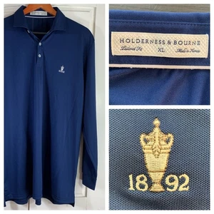 Holderness Bourne Herren XL Navy Langarm Tailored Fit Poloshirt Golf Logo - Bild 1 von 12