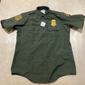 Boarder Patrol Short Sleeve Button Up BP Green Large NWT - Picture 1 of 8