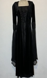 Womens Black Renaissance Festival Medieval Witch Long Maxi Velvet Dress Size M - Picture 1 of 10