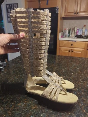 Joy FoliecMid Pantorrilla Cremallera Niñas 13 Flecos Correa Gladiador Sandalias Zapatos Foto 1 de 4